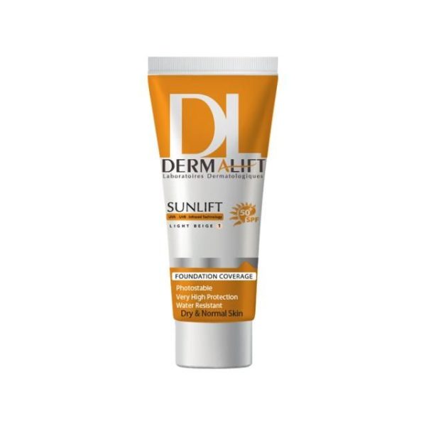 کرم ضد آفتاب SPF50 درمالیفت مناسب پوست های خشک و معمولی شماره 1 حجم 40 میلی لیتر - بژ روشن - Image 1