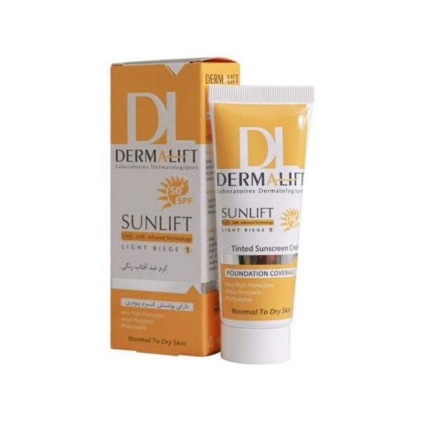 کرم ضد آفتاب SPF50 درمالیفت مناسب پوست های خشک و معمولی شماره 1 حجم 40 میلی لیتر - بژ روشن - Image 3