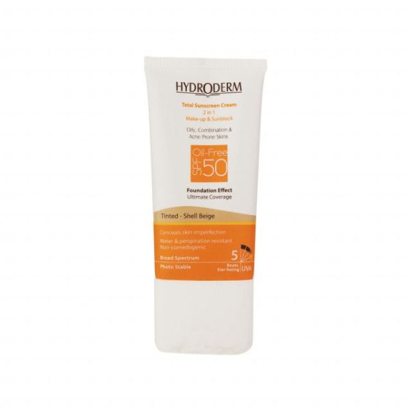 کرم ضد آفتاب فاقد چربی 2In1 هیدرودرم SPF50 حجم 40 میلی لیتر - بژ صدفی - Image 1