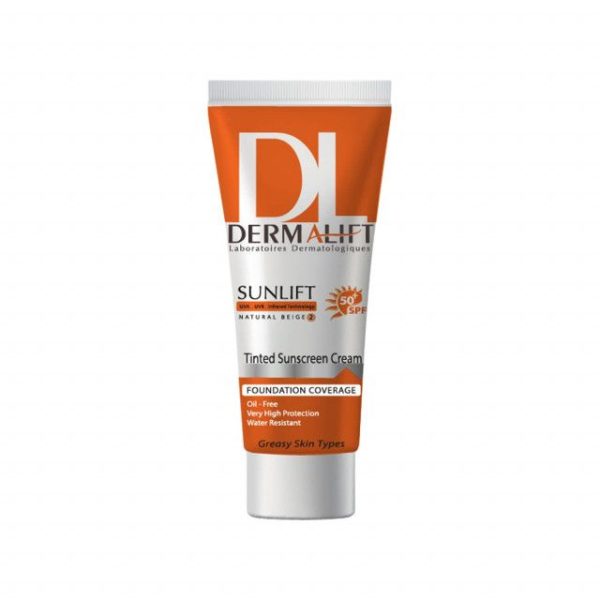 کرم ضد آفتاب رنگی درمالیفت مدل SPF50 محافظ UVA ،UVB، ضد آب، مناسب پوست چرب شماره 2 حجم 40 میلی‌لیتر - بژ طبیعی - Image 1